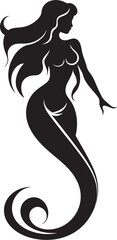 Enigmatic Elegance Mermaid Vector Emblem Mystic Marine Muse Black Vector Mermaid