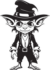Tiny Terrors Black Goblin Vector Icon Mini Mischief Cartoon Goblin Logo Design
