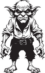 Teensy Trickster Black Goblin Logo Icon Goblin Giggles Cartoon Midget Emblem