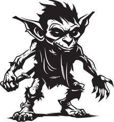 Midget Marvels Cartoon Goblin Emblem Pocket Goblin Pals Black Logo Icon