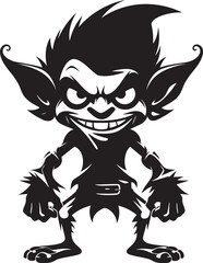Pint Sized Pixie Pranks Black Emblematic Goblin Giggles Cartoon Midget Logo