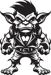Fun Size Fantasy Black Goblin Logo Infernal Imps Cartoon Vector Design
