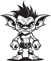 Wee Wonders Black Goblin Symbol Micro Goblin Magic Cartoon Logo Icon