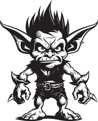 Goblin Giggles Cartoon Midget Icon Fun Size Fantasy Black Goblin Logo