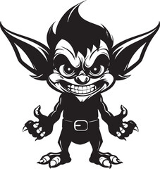 Tiny Terrors Cartoon Goblin Logo Design Midget Mischief Black Vector Goblin Icon