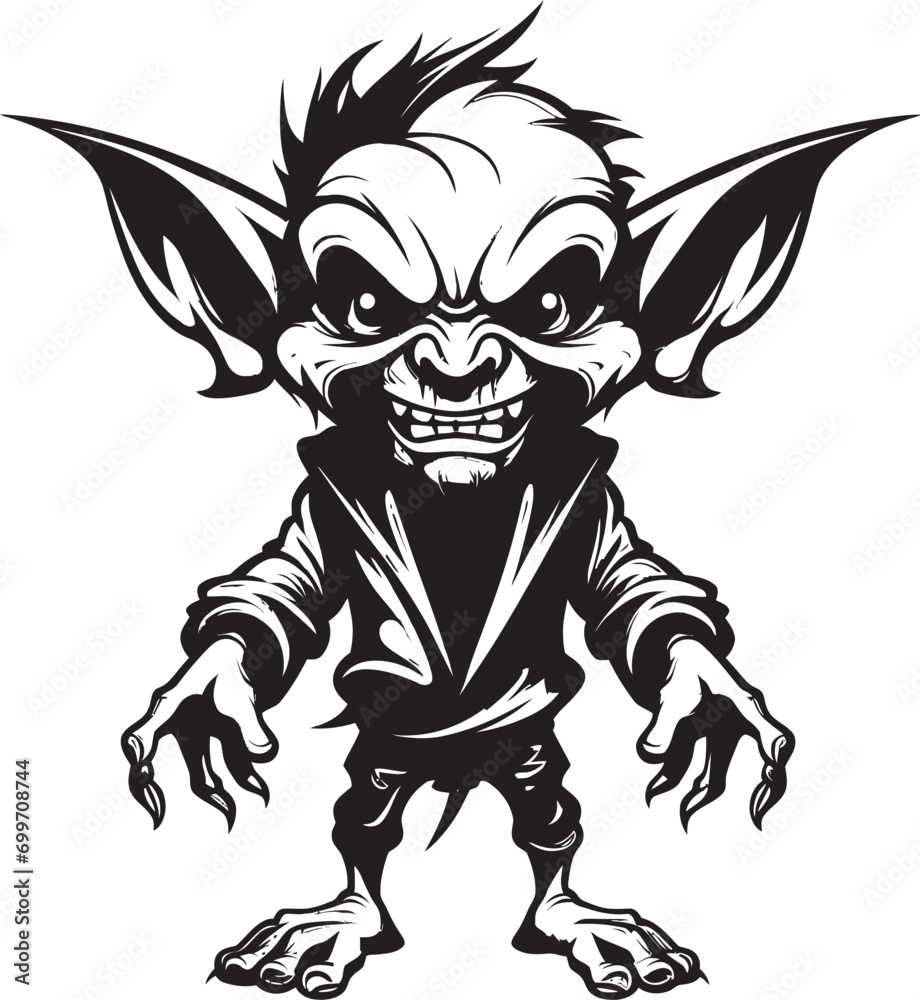 Wall mural micro mischief black goblin logo icon pint sized pranks goblin vector design