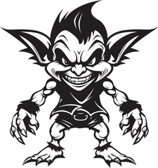 Goblin Giggles Cartoon Black Logo Diminutive Delight Black Vector Goblin