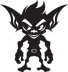 Wee Wonders Black Goblin Emblem Miniature Mirth Cartoon Goblin Logo Icon