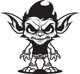 Miniature Mirth Black Goblin Logo Icon Goblin Giggles Cartoon Midget Emblem