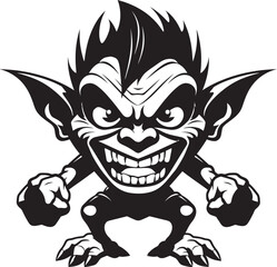 Goblin Giggles Cartoon Midget Emblem Wee Wonders Black Vector Goblin Design