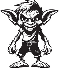 Lil Goblin Legends Black Cartoon Logo Pixie Pranks Goblin Vector Icon Design