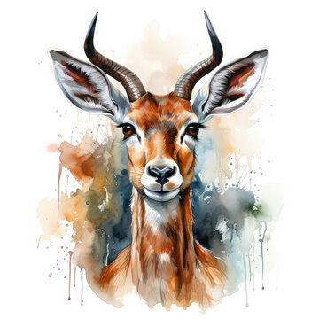 recommend clip art: Watercolor Colorful Gazelle Illustration, Generative Ai