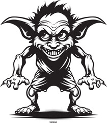 Lil Laughs Black Goblin Vector Emblem Wee Whimsy Midget Goblin Logo Design