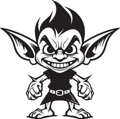 Pixie Pranks Goblin Vector Icon Design Miniature Mirth Black Goblin Logo Icon