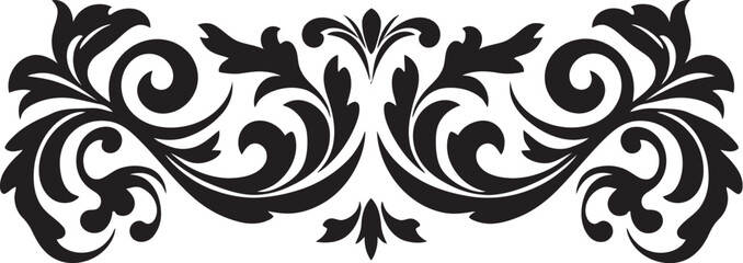Blackened Dark Filigree Insignia Monochrome Scrollwork Crest Design