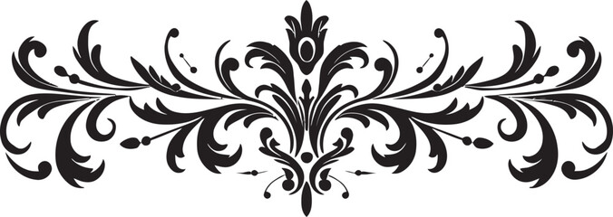 Lustrous Midnight Motifs Ornamental Vector Emblem Sumptuous Scrollwork Black Border Logo