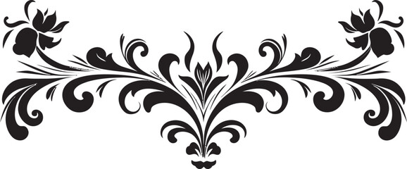 Elegant Ebony Ornate Art Black Vector Symbol Vintage Glamour Ornamental Icon Design