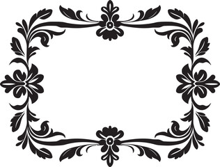 Artistic Noir Elegance Vector Border Symbol Luxurious Lacework Black Ornamental Logo