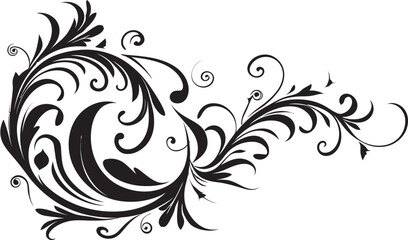 Fototapeta premium Baroque Blackwork Black Ornamental Symbol Classic Midnight Filigree Vector Border Design