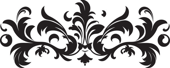 Intricate Noir Outlines Black Border Icon Gothic Glamour Decorative Vector Emblem