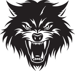 Lunar Lycanthrope Black Vector Mark Feral Night Beast Iconic Insignia