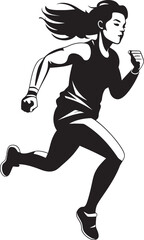Feminine Dash Vector Icon of Running Woman in Black Stylish Pace Black Vector Logo Design