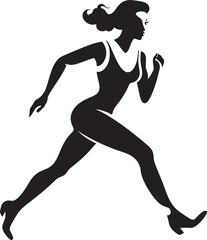 Athletic Sprint Vector Logo of Running Woman Chic Movement Black Vector Running Woman Icon