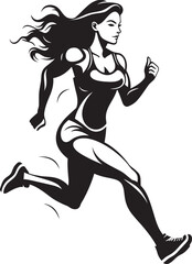 Fototapeta na wymiar Feminine Agility Vector Icon of Running Woman in Black Stylish Stride Black Vector Logo Design