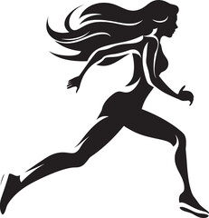 Sleek Sprinter Womans Running Logo in Black Vector Bold Elegance Vector Icon of a Black Woman Runner