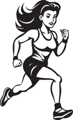 Fototapeta na wymiar Stylish Dash Black Vector Logo of Running Female Fluid Movement Womans Vector Icon in Black for Running