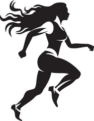 Fototapeta na wymiar Active Running Lady Crest Streamlined Sprinter Logo Design