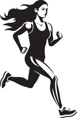 Chic Flow Black Vector Logo of Running Woman Stylish Momentum Vector Icon of a Black Woman Running
