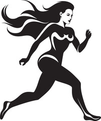 Stylish Momentum Vector Icon of a Black Woman Running Fluid Sprinter Black Vector Logo for Running Female