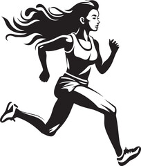 Dynamic Strides Womans Black Vector Logo for Running Elegant Runner Vector Icon of a Black Woman Running