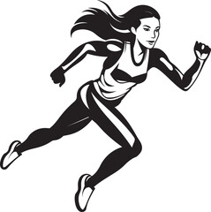 Fototapeta na wymiar Elegant Runner Vector Icon of a Black Woman Running Empowered Motion Black Vector Logo for Running Woman