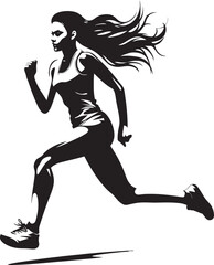 Bold Motion Black Vector Icon for Running Female Athletic Velocity Womans Vector Logo in Black for Running