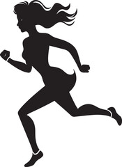 Fototapeta na wymiar Bold Pace Black Vector Icon for Running Female Athletic Flow Womans Vector Logo in Black for Running