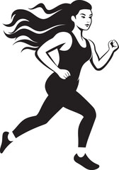Fototapeta na wymiar Elegant Flow Vector Icon of a Black Woman Running Empowered Strides Black Vector Logo for Running Woman