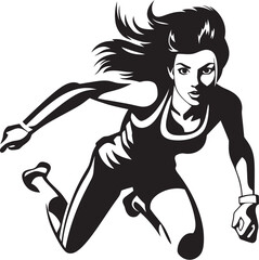 Graceful Performance Black Vector Icon for Woman Running Dynamic Sprinter Womans Black Vector Logo for Running