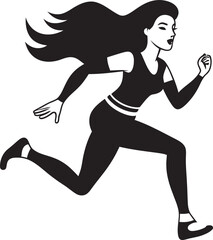Chic Sprint Black Vector Logo of Running Woman Stylish Grace Vector Icon of a Black Woman Running