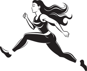 Stylish Dash Womans Black Vector Icon Design Fluid Momentum Running Womans Black Logo