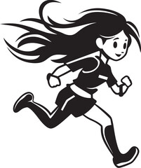 Chic Velocity Black Vector Logo for Running Woman Stylish Dash Womans Black Vector Icon Design