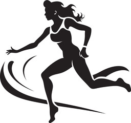 Graceful Sprint Black Vector Icon of Woman Runner Dynamic Grace Female Black Vector Logo Design