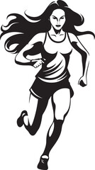 Fluid Momentum Running Womans Black Logo Graceful Sprint Black Vector Icon of Woman Runner