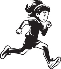 Fototapeta na wymiar Chic Strides Vector Logo of a Running Woman in Black Dynamic Femininity Black Vector Running Woman Icon