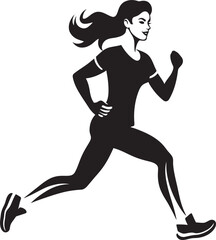 Elegant Dash Running Womans Vector Logo Sleek Performance Black Vector Running Woman Icon