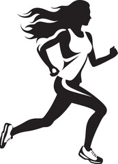 Fototapeta na wymiar Feminine Movement Vector Icon of Running Woman in Black Stylish Sprint Black Vector Logo Design