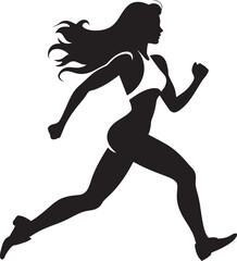 Athletic Charm Vector Logo of Running Woman Chic Agility Black Vector Running Woman Icon
