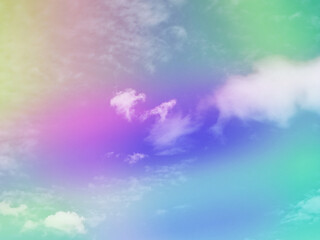 beauty sweet pastel green and blue colorful with fluffy clouds on sky. multi color rainbow image. abstract fantasy growing light