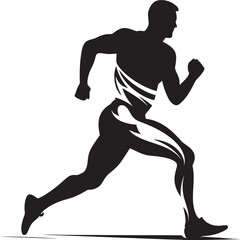 Dynamic Strides Black Vector Logo of Running Athlete Energetic Runner Male Black Vector Icon Design